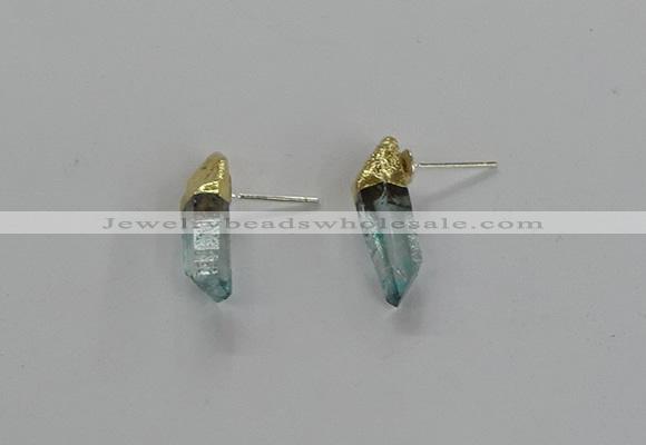 NGE255 5*18mm - 6*22mm sticks dyed white crystal earrings