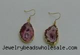 NGE260 13*18mm - 15*20mm freeform druzy agate earrings