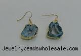 NGE261 13*18mm - 15*20mm freeform druzy agate earrings