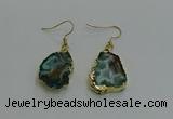 NGE262 13*18mm - 15*20mm freeform druzy agate earrings