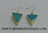 NGE269 18*22mm - 20*22mm triangle druzy agate earrings