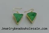 NGE270 18*22mm - 20*22mm triangle druzy agate earrings