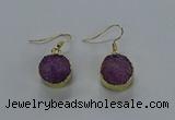 NGE278 15mm - 16mm coin druzy agate gemstone earrings wholeasle