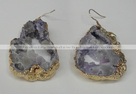 NGE29 30*35mm - 35*40mm freeform plated druzy agate earrings