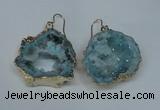 NGE31 30*35mm - 35*40mm freeform plated druzy agate earrings