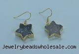 NGE345 14mm - 16mm star druzy agate earrings wholesale