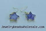 NGE347 14mm - 16mm star druzy agate earrings wholesale