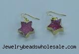 NGE348 14mm - 16mm star druzy agate earrings wholesale