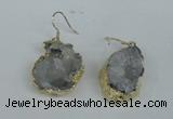 NGE35 20*25mm - 25*30mm freeform plated druzy agate earrings