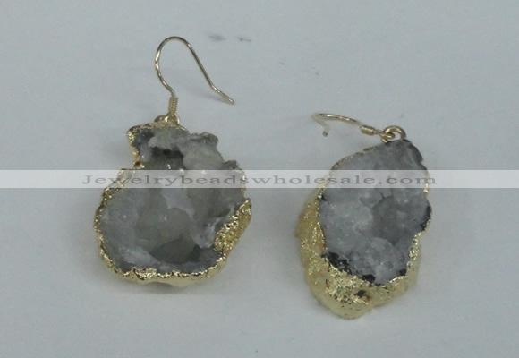 NGE35 20*25mm - 25*30mm freeform plated druzy agate earrings