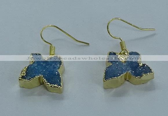 NGE357 10*14mm - 12*16mm butterfly druzy agate earrings wholesale