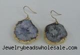 NGE36 20*25mm - 25*30mm freeform plated druzy agate earrings