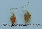 NGE381 9*18mm - 10*20mm arrowhead druzy agate earrings wholesale