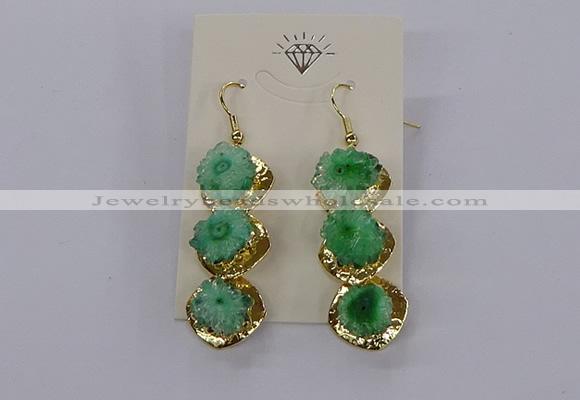 NGE396 10*32mm - 12*38mm druzy agate gemstone earrings