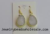 NGE401 15*20mm teardrop AB-color druzy agate gemstone earrings