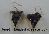 NGE41 18*22mm - 20*25mm triangle druzy amethyst earrings