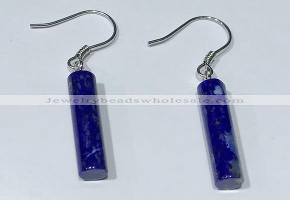 NGE411 5*18mm tube lapis lazuli earrings wholesale