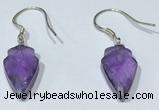 NGE422 9*15mm arrowhead-shaped amethyst earrings wholesale