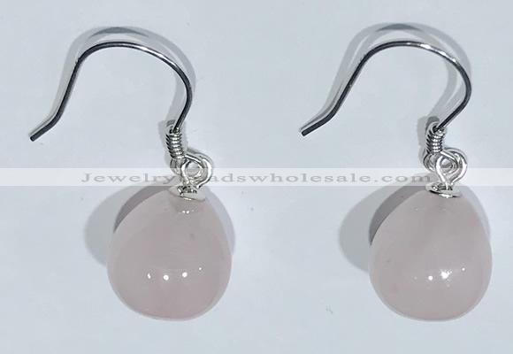 NGE428 10*10mm teardrop rose quartz earrings wholesale