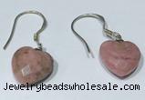 NGE430 10*10mm heart-shaped rhodonite earrings wholesale