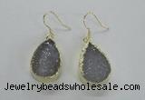 NGE46 15*20mm - 16*22mm teardrop druzy agate earrings