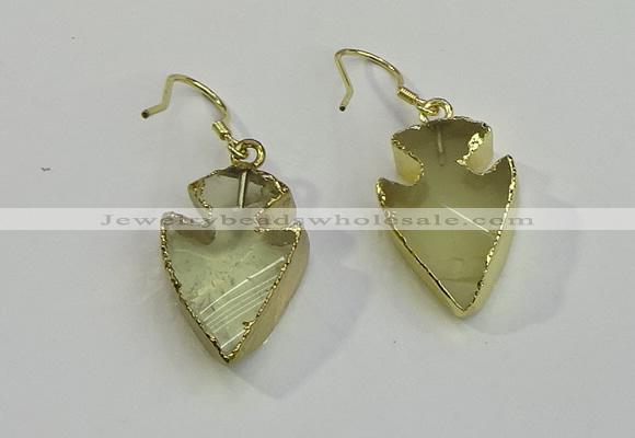 NGE5001 16*20mm - 18*25mm arrowhead lemon quartz earrings