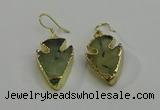 NGE5006 18*25mm - 20*30mm arrowhead green rutilated quartz earrings