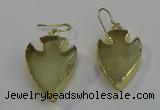 NGE5008 20*30mm - 25*30mm arrowhead lemon quartz earrings