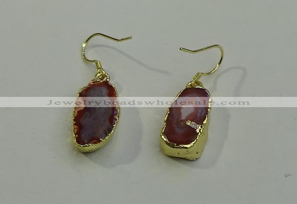 NGE5009 10*22mm - 12*25mm freeform red agate gemstone earrings