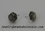 NGE5015 12mm freeform druzy agate gemstone earrings wholesale