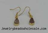 NGE5020 8*12mm teardrop druzy agate gemstone earrings wholesale