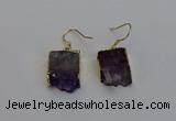 NGE5025 15*16mm - 15*20mm freeform druzy amethyst earrings