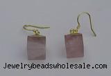 NGE5081 10*15mm cube rose quartz gemstone earrings wholesale