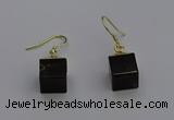 NGE5088 10*15mm cube smoky quartz gemstone earrings wholesale