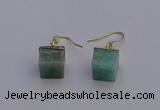 NGE5092 10*15mm cube amazonite gemstone earrings wholesale