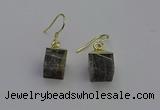 NGE5096 10*15mm cube labradorite gemstone earrings wholesale