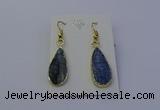 NGE5104 12*25mm flat teardrop blue kyanite earrings wholesale