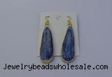 NGE5105 13*40mm flat teardrop blue kyanite earrings wholesale