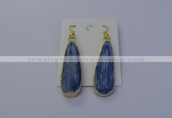 NGE5105 13*40mm flat teardrop blue kyanite earrings wholesale