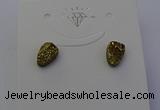 NGE5114 5*8mm freeform plated druzy quartz earrings wholesale