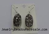 NGE5121 10*22mm - 12*25mm freeform plated druzy quartz earrings