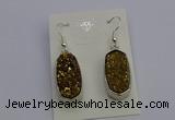 NGE5122 10*22mm - 12*25mm freeform plated druzy quartz earrings