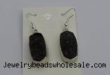 NGE5127 10*22mm - 12*25mm freeform plated druzy quartz earrings