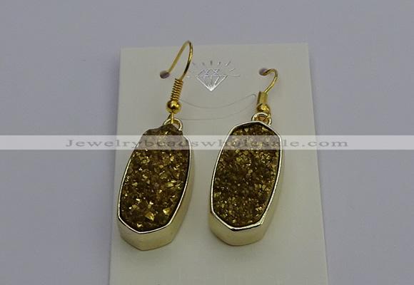 NGE5132 10*22mm - 12*25mm freeform plated druzy quartz earrings