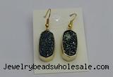 NGE5133 10*22mm - 12*25mm freeform plated druzy quartz earrings