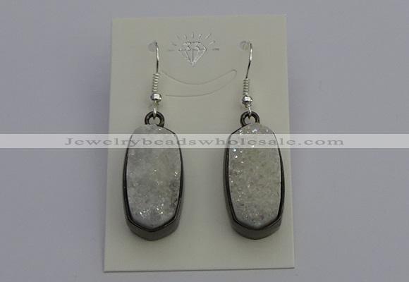 NGE5140 10*22mm - 12*25mm freeform plated druzy quartz earrings