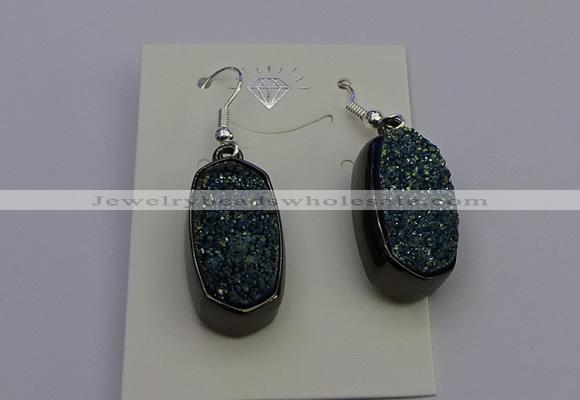 NGE5143 10*22mm - 12*25mm freeform plated druzy quartz earrings