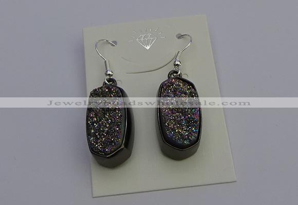 NGE5144 10*22mm - 12*25mm freeform plated druzy quartz earrings