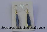 NGE5157 8*25mm flat teardrop blue kyanite earrings wholesale