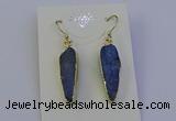 NGE5158 8*25mm flat teardrop blue kyanite earrings wholesale